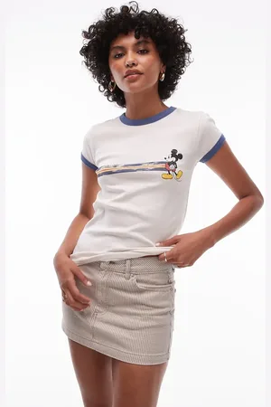 Topshop License Disney tipped retro stripe Micky Mouse tee in mono