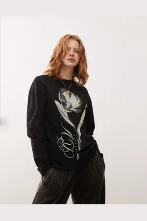 Reclaimed Long sleeve top with flower print in
