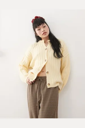 Miss Selfridge Oversized rib cardigan in buttermilk