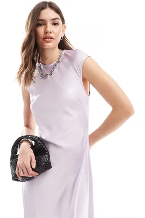 Bardot Open back satin maxi dress in lilac