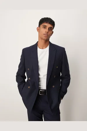 ASOS Double breasted slim blazer in pin stripe