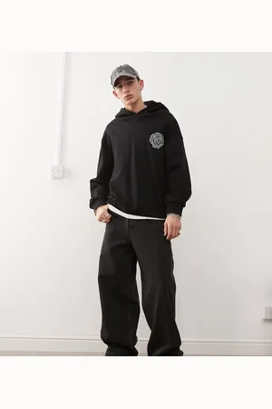 COLLUSION Boxy cropped hoodie in with logo emblem