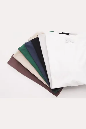 Topman 7 pack regular t-shirt in black, white, stone, brown, charcoal, navy and green