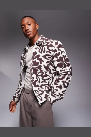 ASOS Floral jacquard harrington jacket in