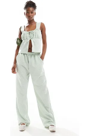 Reclaimed Pull on trousers in gingham