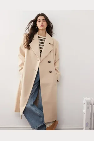 Miss Selfridge Brushed oversized maxi coat in oatmeal