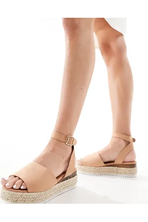 Truffle Collection Wide fit flatform espadrille in beige