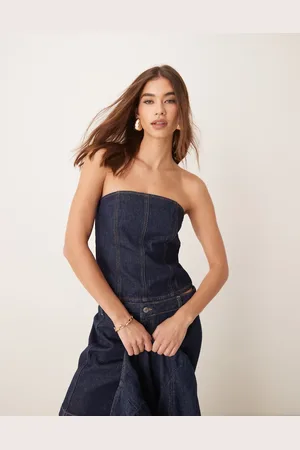 ASOS Denim corset top in indigo