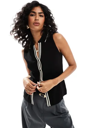 ASOS Knitted collared waistcoat with contrast tipping in