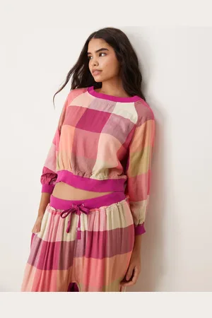 Free People Plaid flannel pyjama top co-ord in multi