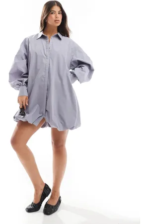 ASOS Bubble hem mini shirt dress in suit