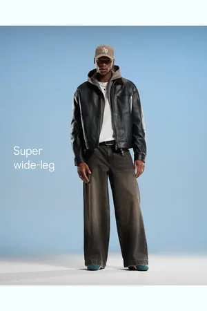 ASOS Super wide leg jeans with brown tint in washed