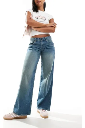 Motel Parallel leg low rise jeans in vintage green