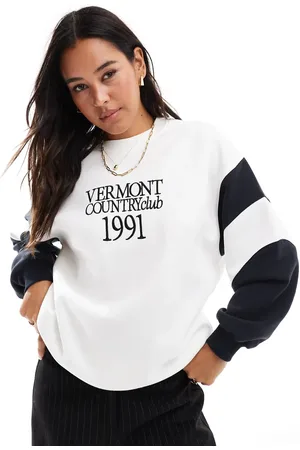 Stradivarius Oversized colourblock sweatshirt in ecru