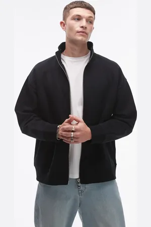 Topman Premium heavyweight full zip funnel sweatshirt in