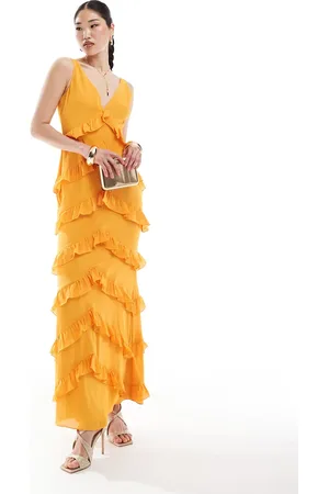 Pretty Lavish Exclusive to ASOS Piper ruffle maxi dress in tangerine