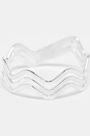 Kingsley Ryan Layered wave band ring in sterling
