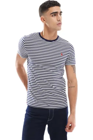 Ralph Lauren Icon logo stripe t-shirt in navy/