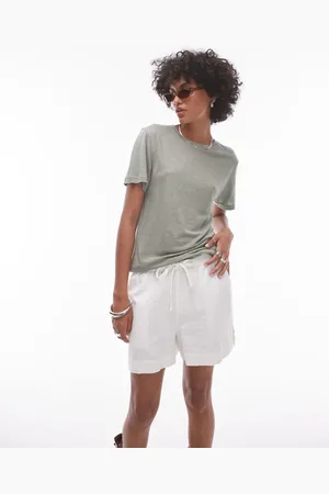Topshop Linen tee in khaki
