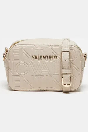 VALENTINO Valentino pansy embossed logo camera crossbody bag in ecru
