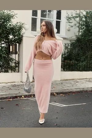 The Frolic X Bella Stovey exclusive fluffy diamante button through cardigan co-ord in