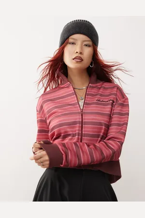 Reclaimed Zip up sporty track jacket in bright stripe