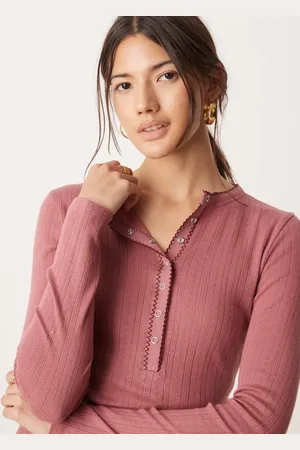 Miss Selfridge Pointelle popper top in rose