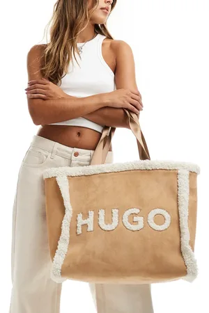HUGO BOSS Becky tote bag in beige with sherpa lining