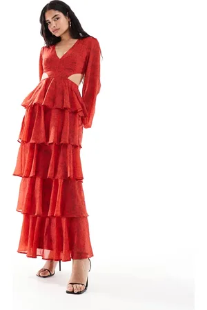 Pretty Lavish Long sleeve cut-out maxi dress in