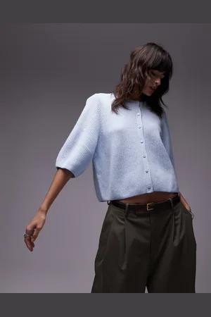 & OTHER STORIES Wool short sleeve knitted rib cardigan in light