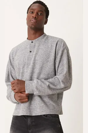 ASOS Oversized boxy long sleeve t-shirt with henley neck in