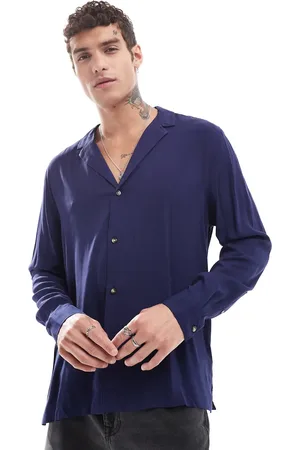 ASOS Relaxed deep revere viscose shirt in