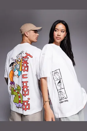 ASOS Unisex oversized license t-shirt with Ed, Edd n Eddy puff prints in white