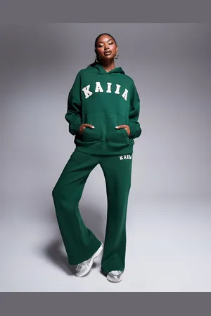 Kaiia Wide leg joggers co-ord in forest