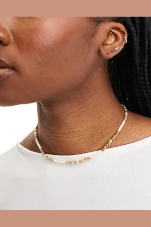 ASOS Short necklace with faux pearl and gold bead design