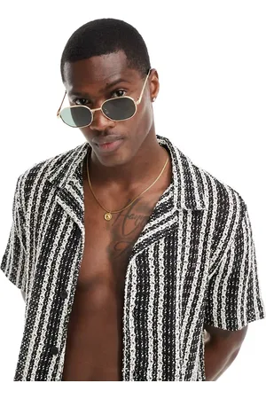 River Island Coined metal slim hexagon sunglasses in