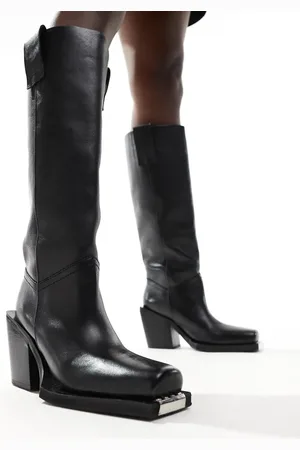 ASOS Celia leather western pull on boots in