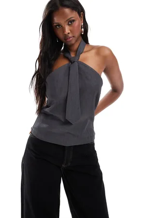 ONLY Tailored halterneck top with tie detail in
