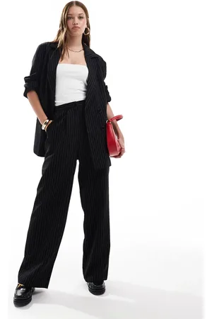 Miss Selfridge Tailored straight leg trouser in mono pinstripe
