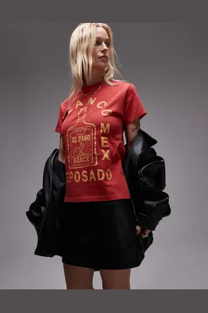 Topshop Graphic blanco repasado boxy tee in