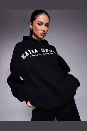 Kaiia Sport embroidered logo oversized hoodie in and white