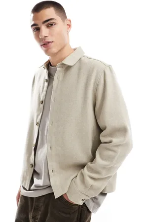 ASOS Boxy overshirt in stone wool look