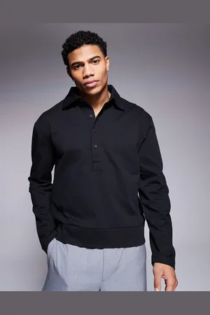 ASOS Heavyweight relaxed boxy long sleeve polo 240gsm in