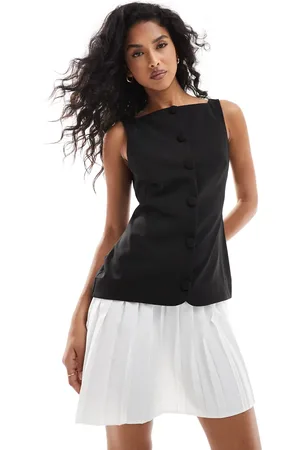 ASOS Button down pleated skirt mini dress in mono