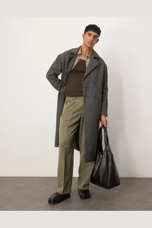ASOS Smart wide leg trousers with front pleat in sage
