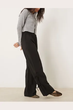 VILA Wide leg trouser with side split and tie side detail in