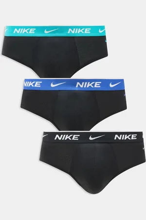 Nike Everyday Cotton Stretch 3 pack hip brief with coloured waistbands in blue/ /pastel blue