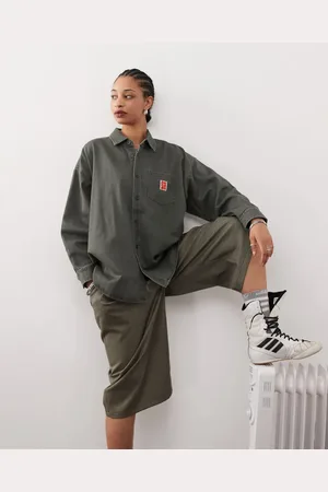 Obey Jones oversized shirt in beige