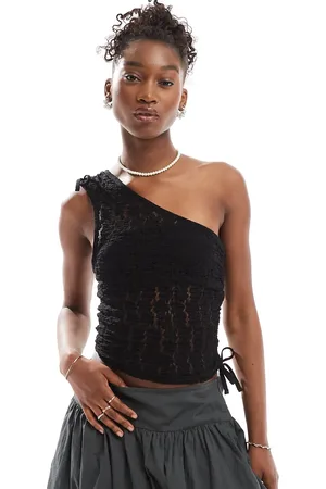 COLLUSION Shoulder top with tie detail in lace
