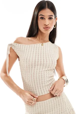 Miss Selfridge Textured one shoulder top